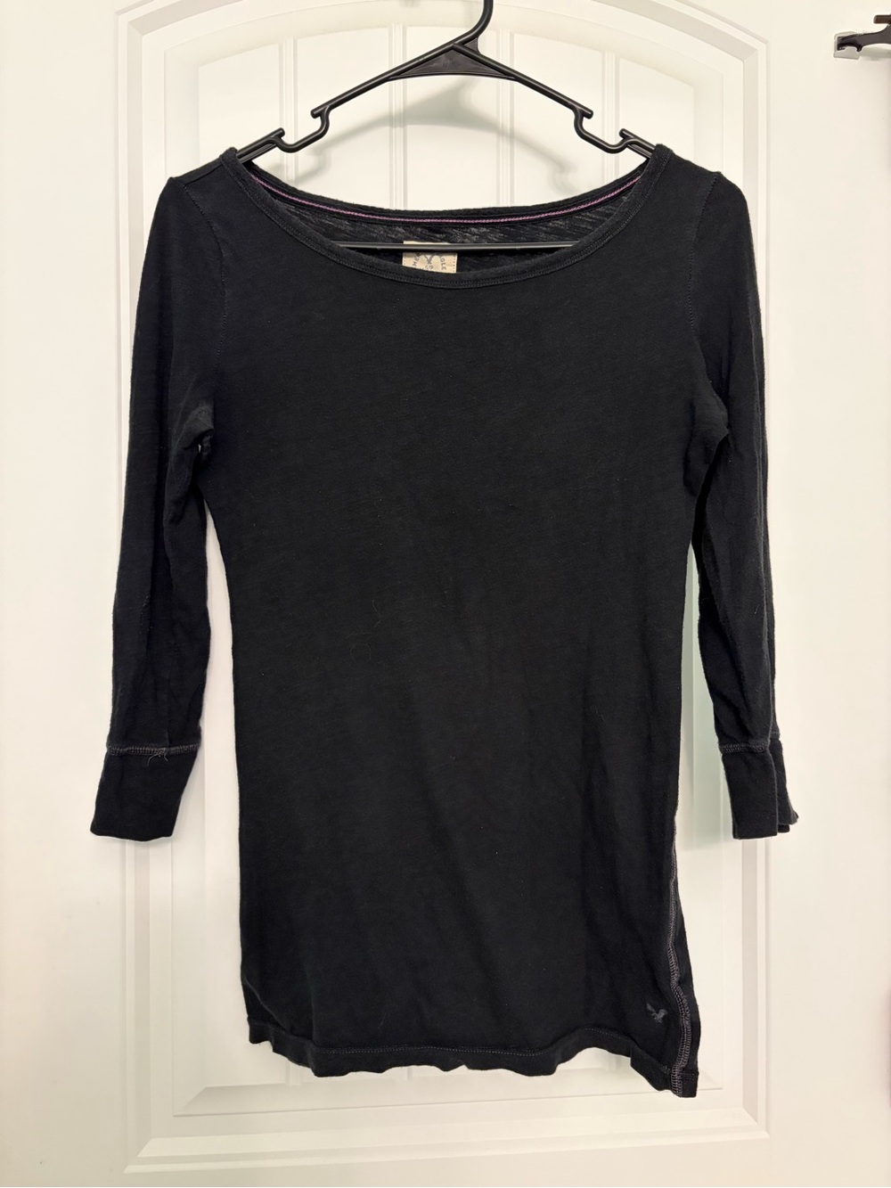 American Eagle Outfitters Black Long Sleeve Scoop Neck Top